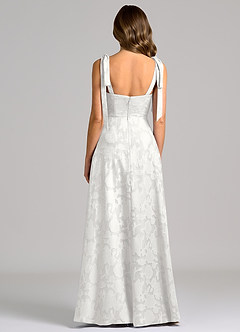 Azazie Debra Bridesmaid Dresses White A-Line with Pockets Floral Burnout Dress image2