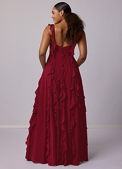 Barbie ♥ Azazie Bridesmaid Dresses Burgundy A-Line with Pockets Chiffon Dress image11