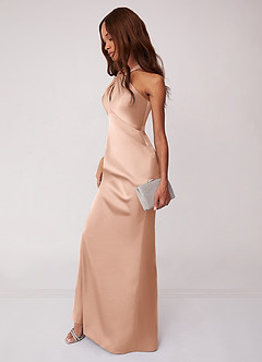 Barbie ♥ Azazie Bridesmaid Dresses Rose Gold Sheath Stretch Satin Dress image5