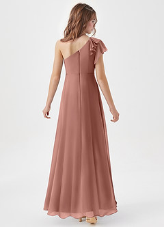 Azazie Arabella Junior Robe Trapèze en Mousseline de soie Rayé Rose De Cèdre image6
