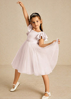 Azazie Kaeya Flower Girl Dresses Rose Petal A-Line Bow Tulle Dress image2