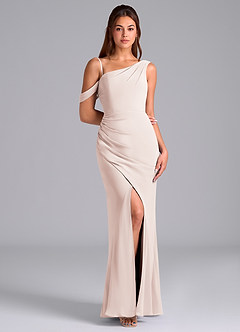 Azazie Madelyn Bridesmaid Dresses Rose Petal Mermaid Off the Shoulder Chiffon Convertible Dress image3