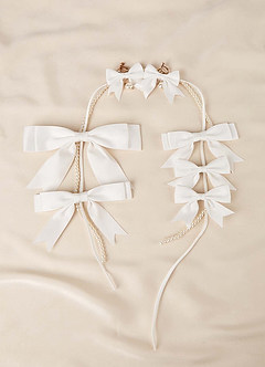 front White Bow Pearl Set