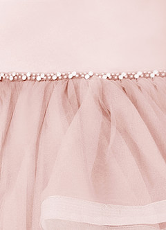 Azazie Sofia Flower Girl Dresses Blushing Pink A-Line Beaded Tulle Dress image4