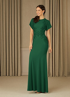 Azazie Adonna Final Sale Dark Green Mermaid Lace Dress image2