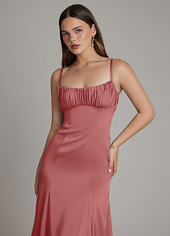 Azazie Avira Final Sale Burgundy Mermaid Stretch Satin Dress image3