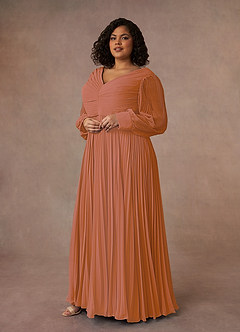 Azazie Zina Mother of the Bride Dresses MAI TAI A-Line Pleated Chiffon Dress image9