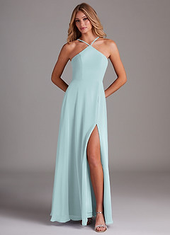 Azazie Bailey 신부 들러리 드레스 A라인 사이드 슬릿 쉬폰 바닥 길이 드레스 image5