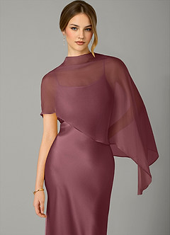 Azazie Jaleesa Bridesmaid Dresses Desert Rose Sheath High Neck Stretch Satin Dress image2
