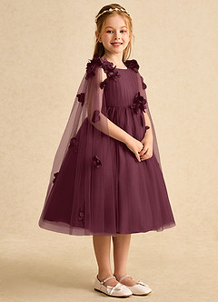 Azazie Staria Abiti da Ragazza di Fiori Abito Principessa in Tulle Increspato Cabernet image8