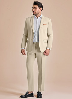 front James Tan Structured Stretch Suit