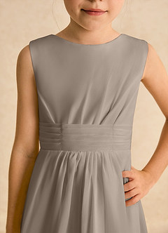 Azazie Edelweiss Abiti da Ragazza di Fiori Abito A-Line in Chiffon Plissettato Taupe image7