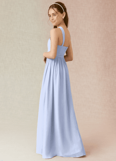 Azazie Jiya Junior Ice A-Line Pleated Chiffon Dress image3