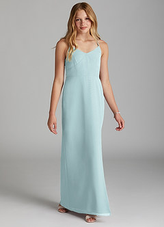 Azazie Becca Junior Robe Sirène en Mousseline de soie Brume image5