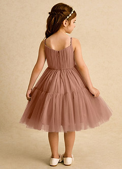 Azazie Osea Robe Demoiselle D'honneur Fillette Robe Princesse en Tulle Plissée Bronze image2