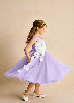 Azazie Dovey Abiti da Ragazza di Fiori Abito Principessa in Tulle Fiocco Lilla image5
