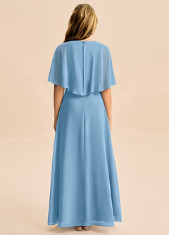 Azazie Maris Junior Abito A-Line in Chiffon Blu Acciaio image2