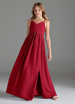 Azazie Alia Junior Dusty Rose A-Line Pleated Chiffon Dress image4