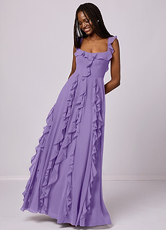Barbie ♥ Azazie Robes de demoiselle d'honneur Robe Trapèze en Mousseline de soie avec poches Tahiti image5