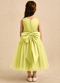 Azazie Kennedy Robe Demoiselle D'honneur Fillette Robe Trapèze en Tulle Rayé Canari image5