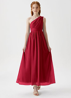 Azazie Anissa Junior Scarlet A-Line Pleated Chiffon Dress image5