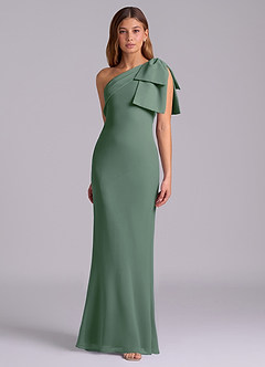 Azazie Yuanna Bridesmaid Dresses Eucalyptus Mermaid One Shoulder Chiffon Dress image5