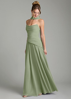 Azazie Gabriela Bridesmaid Dresses Pistachio A-Line Corset Chiffon Dress image4