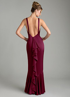 Azazie Tamera Bridesmaid Dresses Mulberry Mermaid Pleated Stretch Satin Dress image1