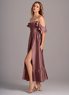 Azazie Anaya Bridesmaid Dresses Vintage Mauve A-Line Sweetheart Neckline Stretch Satin Convertible Dress image4