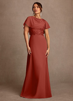Azazie Frieda Abiti per la Madre della Sposa Abito A-Line in Chiffon Applicazioni Terracotta image1