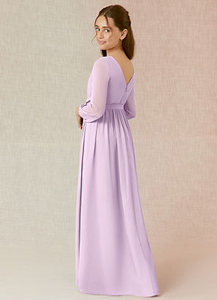 Azazie Angelica Junior Frosted Lilac A-Line Pleated Chiffon Dress image2
