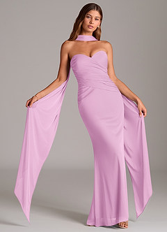 Azazie Katelyn Robes de demoiselle d'honneur Robe Fourreau Convertible en Maille Sans bretelle Rose Bonbon image1