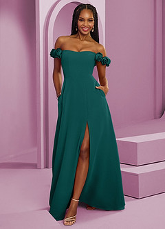 Barbie ♥ Azazie Bridesmaid Dresses Peacock A-Line Off the Shoulder Chiffon Convertible Dress image1
