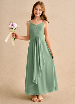 Azazie Zaida Girls Formal Flower Girl Klänningar Klänning A-Line i Chiffong Plisserad image1