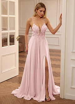 Lolanthe Pink V-neck Floral Embroidery Lace Prom Dress image5