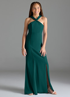 Azazie Rue Junior Peacock Mermaid Side Slit Chiffon Dress image4