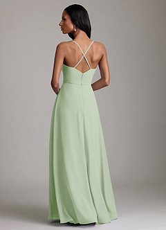 Azazie Naeem Bridesmaid Dresses Dusty Sage A-Line V-Neck Ruffle Chiffon Dress image2