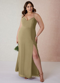 Azazie Manila Bridesmaid Dresses Moss Green Sheath V-Neck Chiffon Dress image7