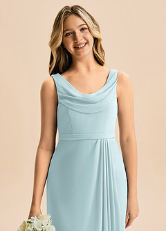 Azazie Evania Junior Linia A Pofałdowany Szyfon Długość podłogi Młodsza druhna Sukienka image2