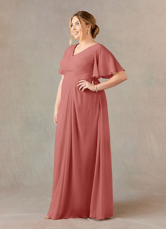 Azazie Morning Glory Mother of the Bride Dresses Antique Rose A-Line V-Neck Ruched Chiffon Dress image7