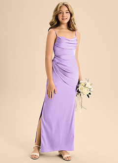 Azazie Mai Junior Lilac A-Line Sweetheart Neckline Stretch Satin Dress image3