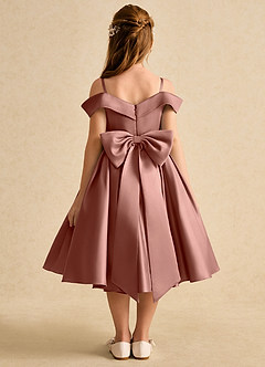 Azazie Favia vestidos de niña de las flores Vestido de Rosa De Cedro de Satin Mate de Corte En A con Vestidos sin tirantes image2