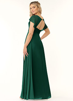 Azazie Rylee Robes de demoiselle d'honneur Robe Trapèze en Mousseline de soie Plissée émeraude image4