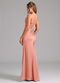 Azazie Lucille Bridesmaid Dresses Coral Mermaid Strapless Stretch Satin Convertible Dress image4