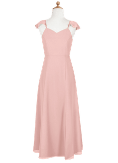 Azazie Everett Junior Robe Trapèze en Mousseline de soie Rose Poudré image9