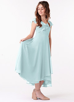 Azazie Posie Junior Mist A-Line Ruched Chiffon Dress image3