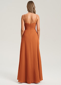 Azazie Terese Bridesmaid Dresses Cinnamon A-Line Pleated Chiffon Dress image2
