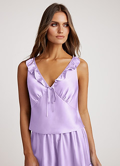 front Satin-Rüschenpyjama-Set