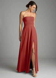 Azazie Tamira Suknie dla druhen Linia A Pofałdowany Szyfon Do ziemi Sukienka image2