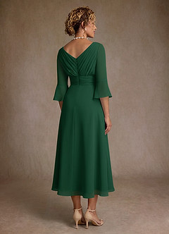 Azazie Aerynne Klänningar till brudens mor Klä A-Line i Chiffong Plisserad Mörkgrön image2